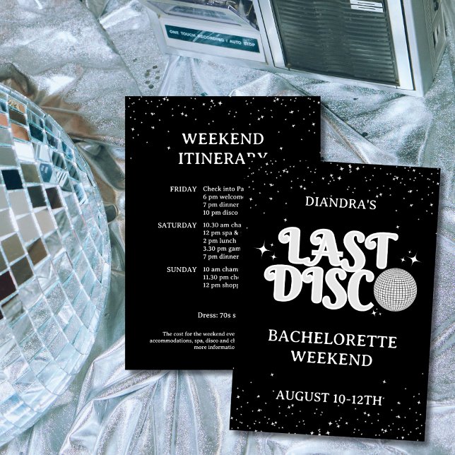 Convites Fim de Semana do Último Descotejo Prata Retroativa (Last Disco Retro Silver 70s Bachelorette Weekend Invitation)