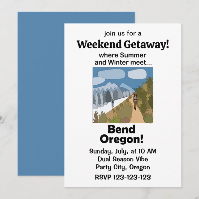Convites Fim de semana em Bend Oregon com clima duplo (Frente/Verso)
