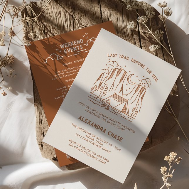 Convites Fim de Semana Itinerário do Camp Retro (Retro Camp Bachelorette Itinerary Weekend Invitation)