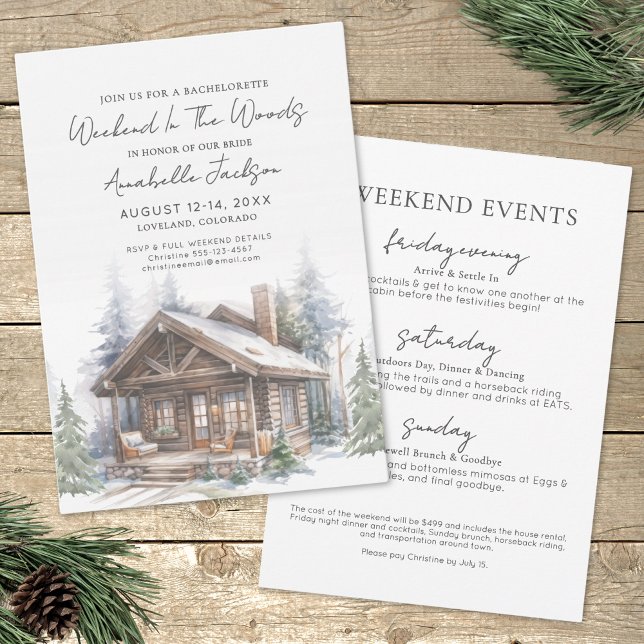 Convites Fim de Semana nas Montanhas Acampamento Festa de D (Weekend In The Woods Camping Bachelorette Party Invitation)