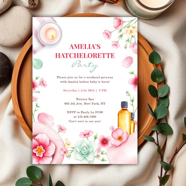 Convites Fim de Semana Relaxante de Spa para Garotas Festa  (Relaxing Spa Girls Weekend Hatchelorette Party Invitation)