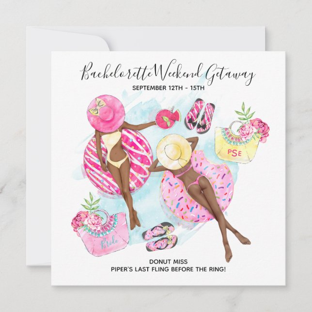 Convites Fim de Semana Retro das Garotas Solteiras na Praia (Frente)