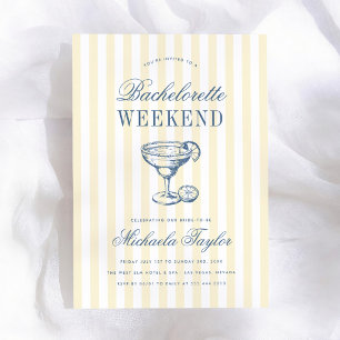 Convites Fim de Semana Retro Margarita Preppy para Despedid