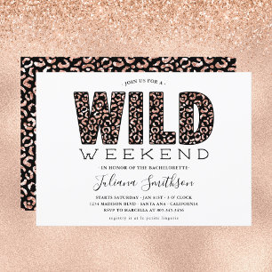 Convites Fim de Semana Selvagem Rosa Dourado Leopardo Convi