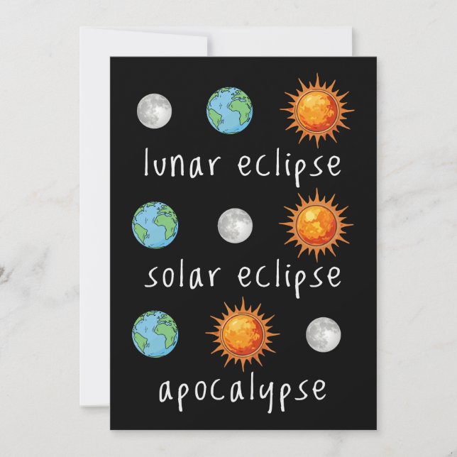 Convites Fim do Mundo Divertido Eclipse Lunar Solar (Frente)