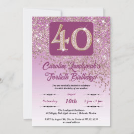 Convites Fim do Rosa Dourado Partido do aniversário de 40 a