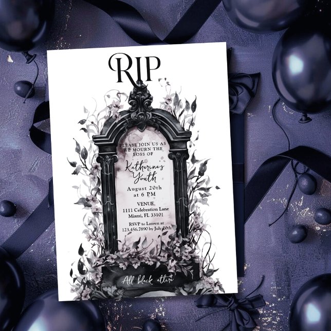Convites Fim dos 20 anos - Morte à minha Juventude - Festa  (Rip 20s Death to my Youth 30th Pink Birthday Party Invitation)