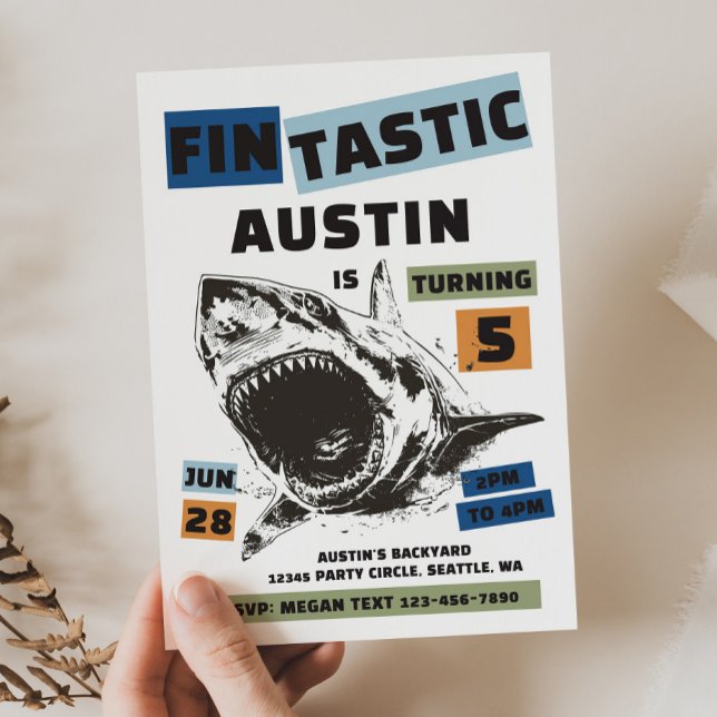 Convites Fin-Tastic Shark Birthday Invitation (Criador carregado)
