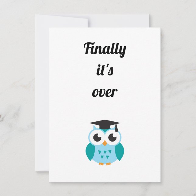 Convites Finally it's over cute owl graduation (Frente)
