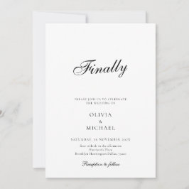 Convites Finally Script Minimalist Wedding Invitation