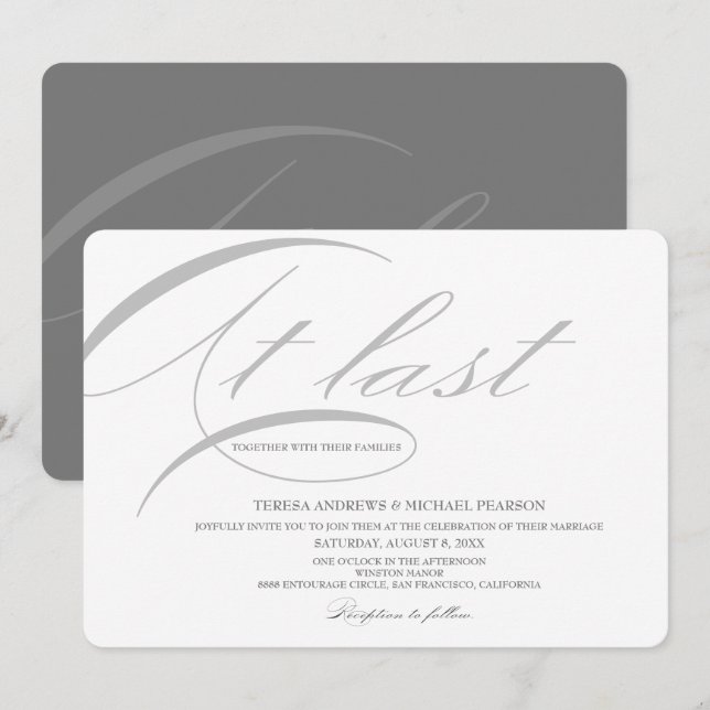 Convites Finalmente Calliografia Casamento Moderno Minimali (Frente/Verso)