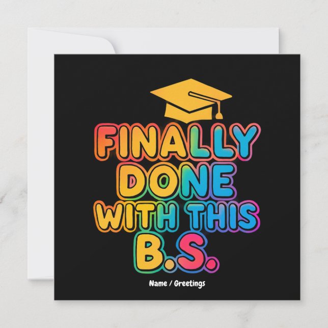 Convites Finalmente, com o B.S. Uma Graduação Humorosa (Frente)