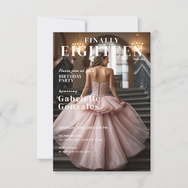 Convites Finalmente Dezoito Rosa Choque Aniversário De 18 A (Frente)