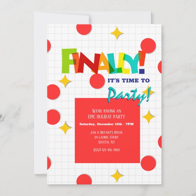 Convites Finalmente É Hora de Festa de Aniversário (Frente)