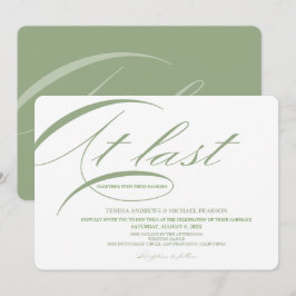 Convites Finalmente Verde de Casamento de Caligrafia Modern