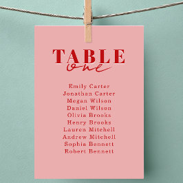 Convites FIND YOUR SEAT! Blush Red Bold Font Wedding