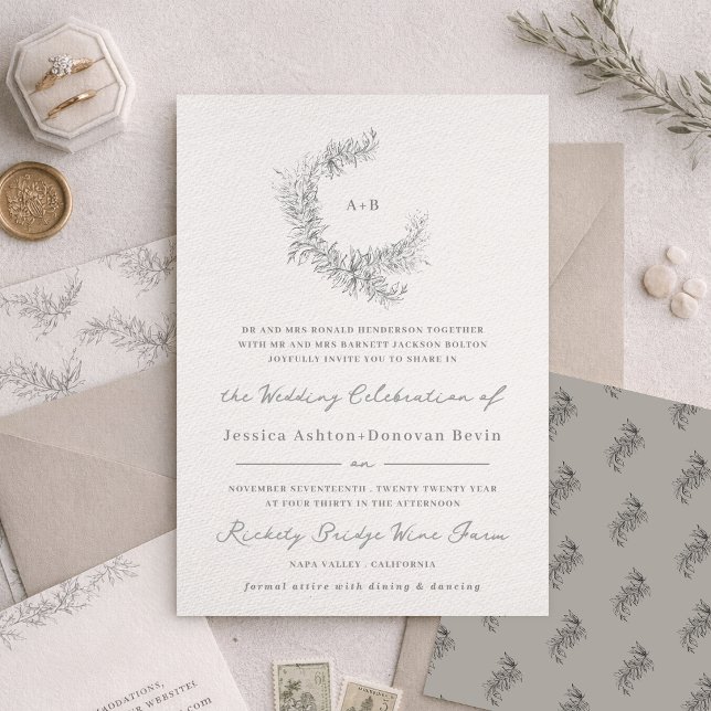 Convites Fine Art Minimalist Botanical Wedding (Criador carregado)