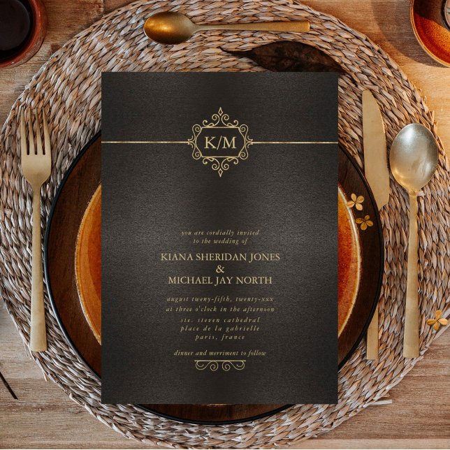 Convites Fine Filigree Dourado Wedding ID871 (Criador carregado)