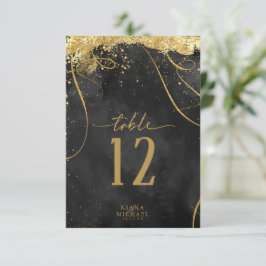 Convites Fine Lines Dourado Abstrato Wedding Black ID867
