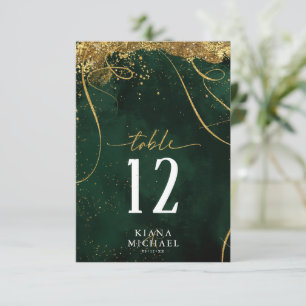 Convites Fine Lines Dourado Abstrato Wedding Emerald ID867
