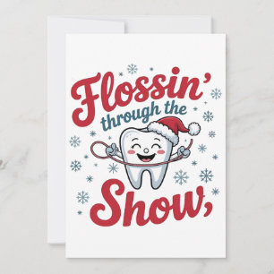 Convites Fio dental através da neve Natal engraçado Natal