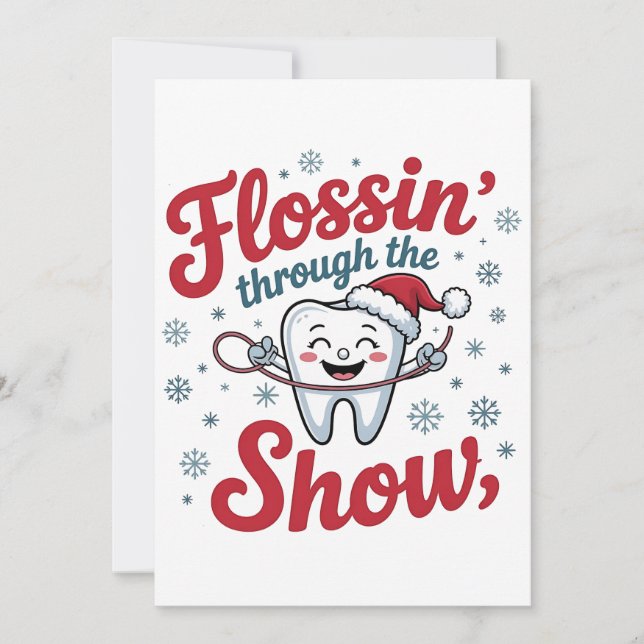 Convites Fio dental através da neve Natal engraçado Natal  (Frente)