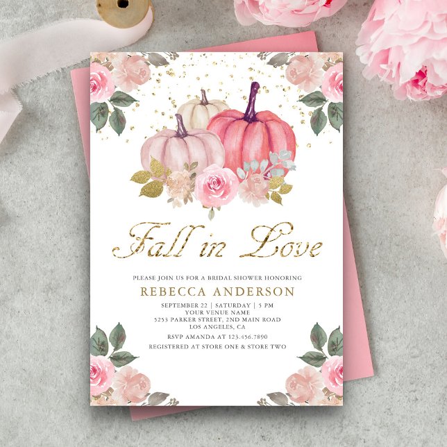 Convites Fique Apaixonada por Floral Rosa de Abóbora Bridal (Criador carregado)