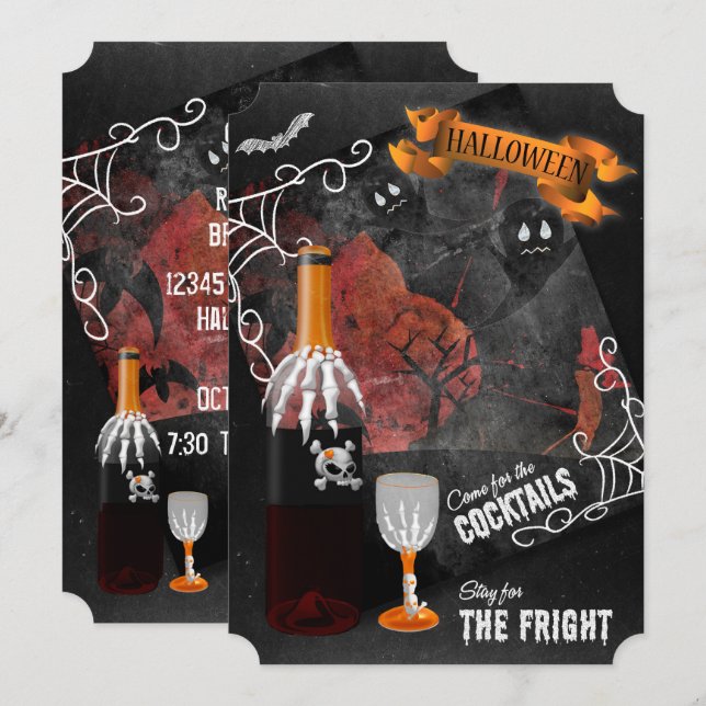 Convites Fique para o Fright Halloween Cocktail Party (Frente/Verso)