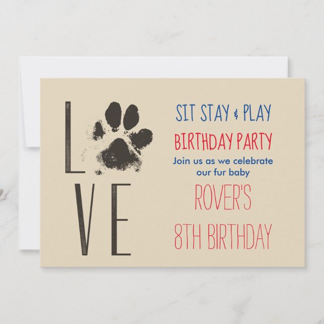 Convites Fique parado e brinque Aniversário do cachorrinho  (Frente)