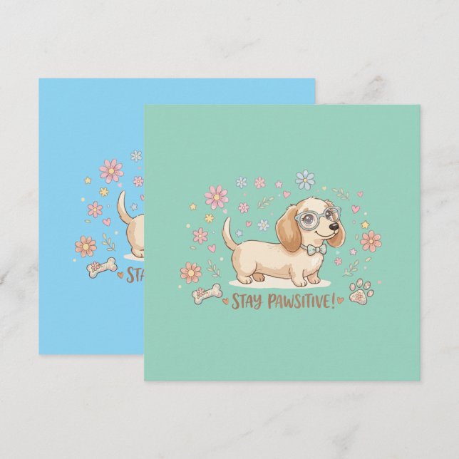Convites Fique Pawsitivo Cachorrinho Fofo (Frente/Verso)
