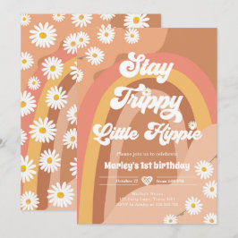 Convites Fique Trippy Hippie Retro Daisy Aniversário