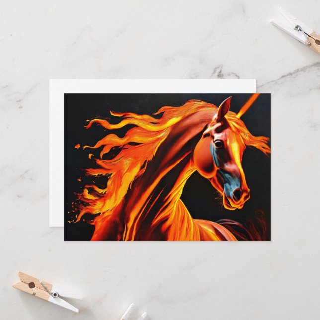 Convites fire horse, horse, animals, flame, fire (Frente/Verso In Situ)