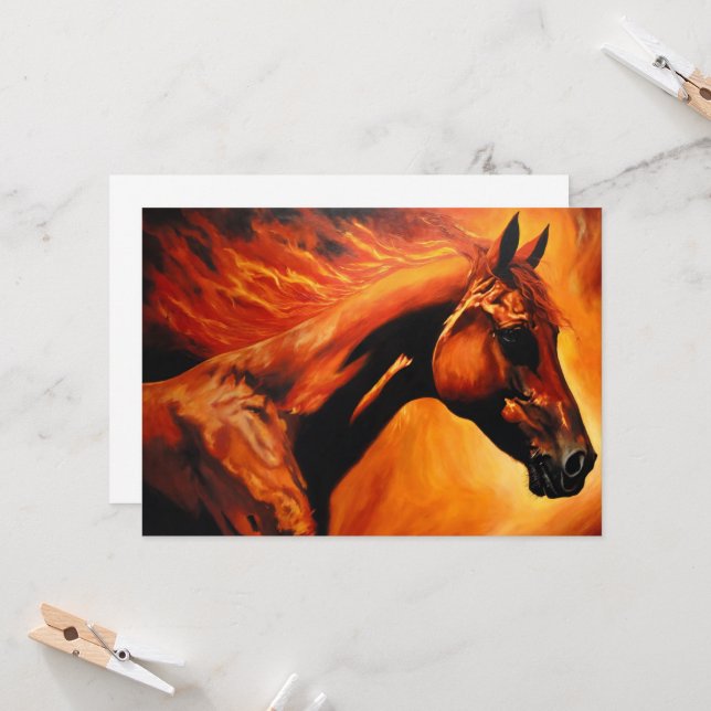 Convites fire horse, horse, animals, flame, fire (Frente/Verso In Situ)