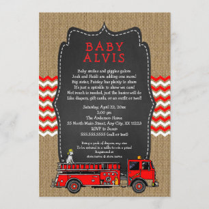 Convites Fire Truck Baby Sprinkle WITH NAME boy chá de fral