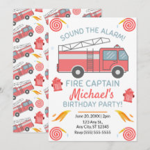 Fire Truck Birthday Invitation