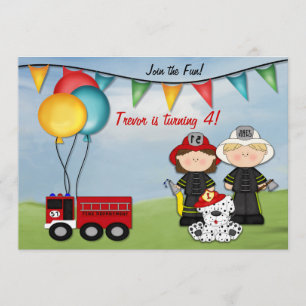 Convites Fire Truck e Little Fireman Aniversário