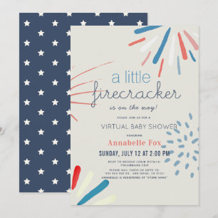 Convites Firecracker 4 de julho Virtual Chá de fraldas
