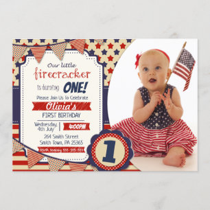 Convites Firecracker Gênero Neutral 4 de julho