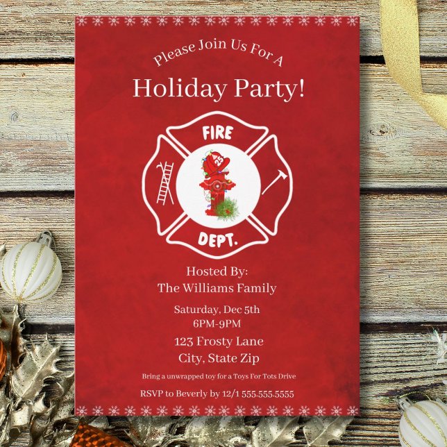 Convites Firefighter Christmas Holiday Party (Criador carregado)