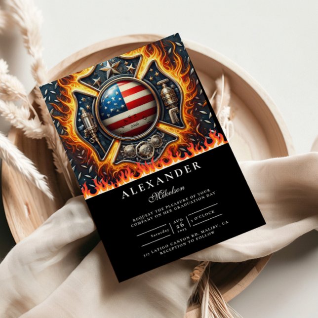 Convites Firefighter Themed Senior Graduation (Criador carregado)