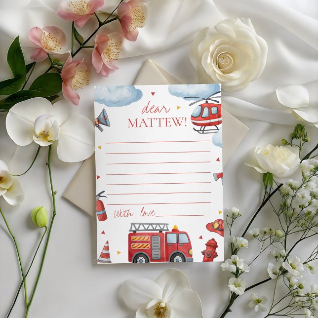 Convites Firetruck Birthday Time Capsule Card (Criador carregado)