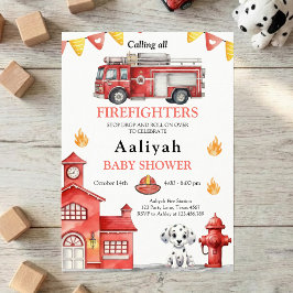 Convites firetruck party firefighter vehicle baby shower
