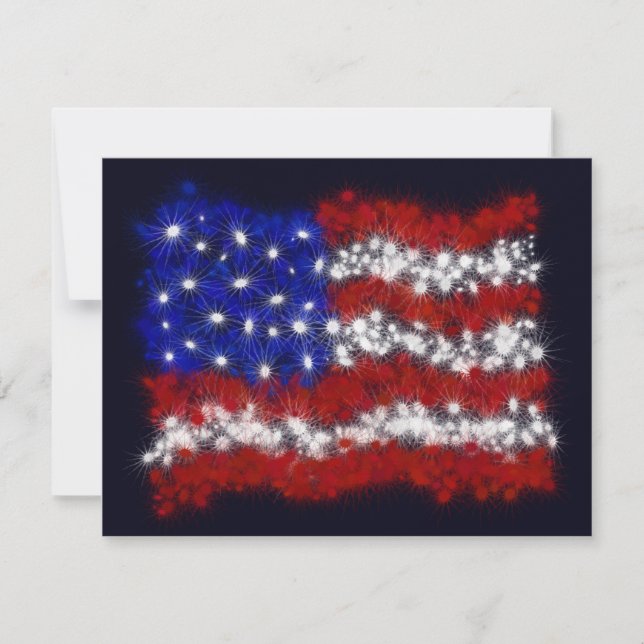 Convites Fireworks Stars and Stripes American Flag (Frente)