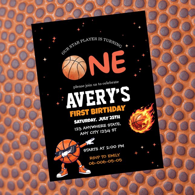 Convites First birthday Basketball Invitation (Criador carregado)
