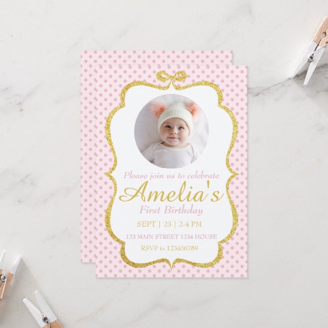 Convites First Birthday Invite (Frente/Verso In Situ)