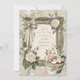 Convites First Bloom Floral Tea Party Sweet 16 Invitation