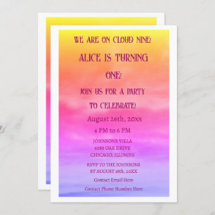 Convites First Cloud Nine Birthday Party 1st Pink Artsy