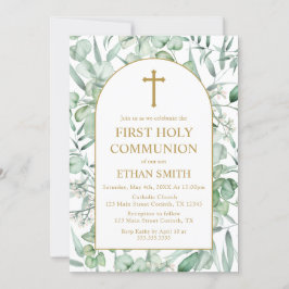 Convites First Communion Eucalyptus leaves Invitation