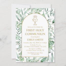 Convites First Communion Eucalyptus leaves Invitation