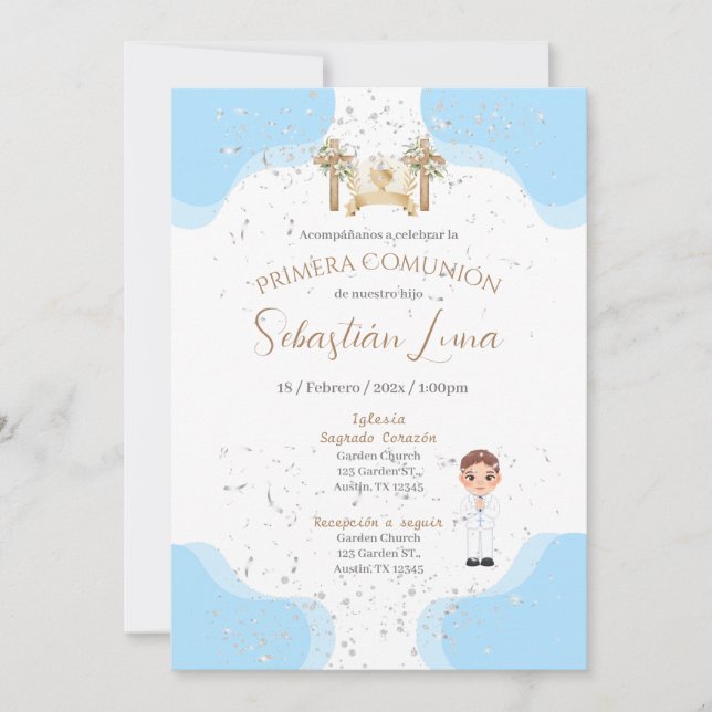 Convites First Communion Invitation Boy (Frente)
